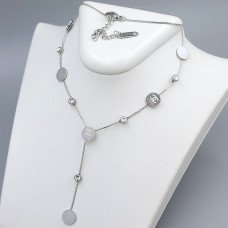Ланцюжок із кулонами Stainless Steel. Сталь. Родій. Камені: циркон. Довжина: 42-47 см.