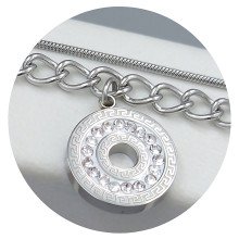 Подвійний браслет Stainless Steel. Сталь. Родій. Камені: білий циркон. Довжина: 17-20.5 см