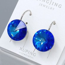 Сережки ХР. Родій. Камені: Swarovski синього кольору. Довжина: 20 мм. Ширина: 14 мм.
