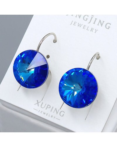 Сережки ХР. Родій. Камені: Swarovski синього кольору. Довжина: 20 мм. Ширина: 14 мм.