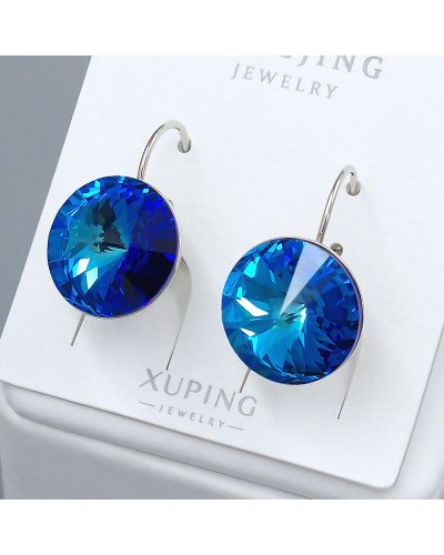 Сережки ХР. Родій. Камені: Swarovski темно-бірюзового кольору. Довжина: 20 мм. Ширина: 14 мм.