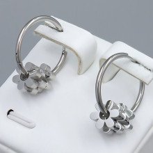 Сережки Stainless Steel. Сталь. Родій. Діаметр: 19 мм. Ширина: 9 мм.
