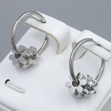 Сережки Stainless Steel. Сталь. Родій. Діаметр: 19 мм. Ширина: 9 мм.