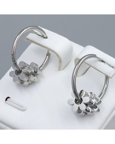 Сережки Stainless Steel. Сталь. Родій. Діаметр: 19 мм. Ширина: 9 мм.