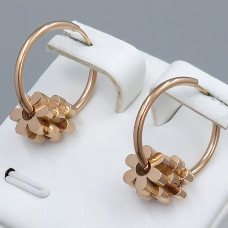 Сережки Stainless Steel. Сталь. Позолота ЧВ. Діаметр: 19 мм. Ширина: 9 мм.