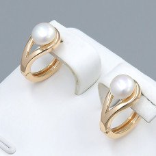 Сережки XР. Позолота 18К. Камені: перли. Діаметр: 13 мм. Ширина: 7 мм.