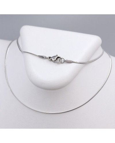Ланцюжок Stainless Steel. Сталь. Родій. Довжина: 50 см. Ширина: 1 мм. Плоский снейк