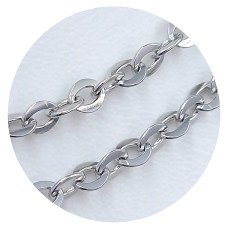 Ланцюжок Stainless Steel. Сталь. Родій. Довжина: 46 см. Ширина: 3 мм.