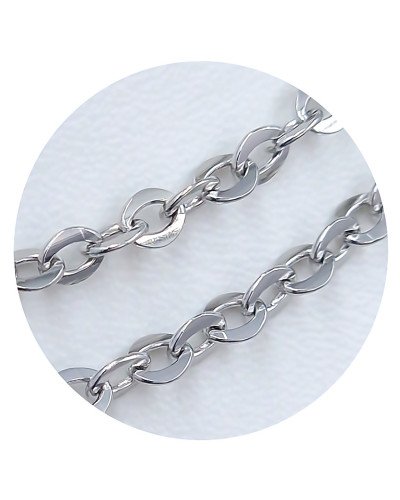 Ланцюжок Stainless Steel. Сталь. Родій. Довжина: 46 см. Ширина: 3 мм.