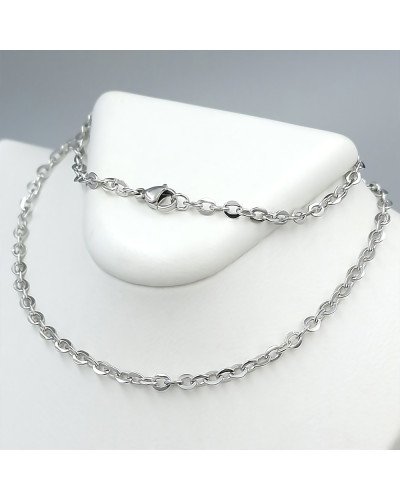 Ланцюжок Stainless Steel. Сталь. Родій. Довжина: 46 см. Ширина: 3 мм.