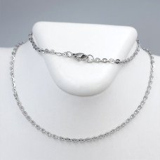 Ланцюжок Stainless Steel. Сталь. Родій. Довжина: 50 см. Ширина: 3 мм.