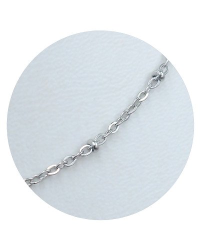 Ланцюжок Stainless Steel. Сталь. Родій. Довжина: 45.5 см. Ширина: 1 мм. Ширина кульки: 2 мм