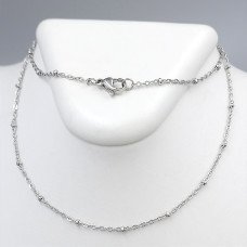 Ланцюжок Stainless Steel. Сталь. Родій. Довжина: 45.5 см. Ширина: 1 мм. Ширина кульки: 2 мм