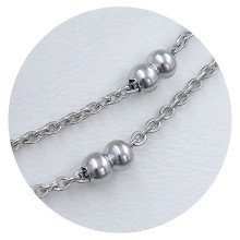 Ланцюжок Stainless Steel. Сталь. Родій. Довжина: 45 см. Ширина: 2 мм. Ширина кульки: 4 мм