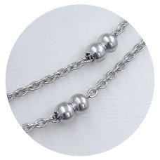 Ланцюжок Stainless Steel. Сталь. Родій. Довжина: 45 см. Ширина: 2 мм. Ширина кульки: 4 мм
