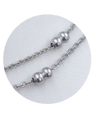 Ланцюжок Stainless Steel. Сталь. Родій. Довжина: 45 см. Ширина: 2 мм. Ширина кульки: 4 мм