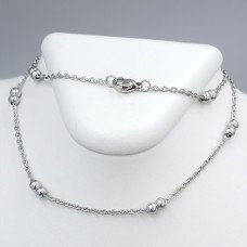 Ланцюжок Stainless Steel. Сталь. Родій. Довжина: 45 см. Ширина: 2 мм. Ширина кульки: 4 мм