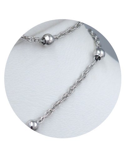 Ланцюжок Stainless Steel. Сталь. Родій. Довжина: 45.5 см. Ширина: 2 мм. Ширина кульки: 4 мм