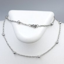 Ланцюжок Stainless Steel. Сталь. Родій. Довжина: 45.5 см. Ширина: 2 мм. Ширина кульки: 4 мм