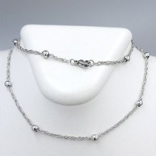Ланцюжок Stainless Steel. Сталь. Родій. Довжина: 45.5 см. Ширина: 2 мм. Ширина кульки: 4 мм
