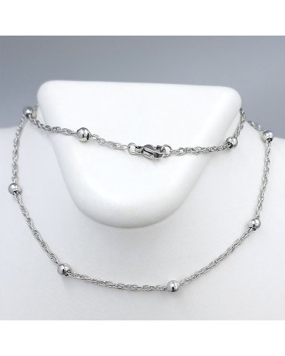 Ланцюжок Stainless Steel. Сталь. Родій. Довжина: 45.5 см. Ширина: 2 мм. Ширина кульки: 4 мм
