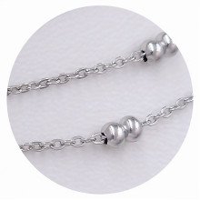 Ланцюжок Stainless Steel. Сталь. Родій. Довжина: 45 см. Ширина: 1 мм. Ширина кульки: 3 мм