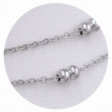 Ланцюжок Stainless Steel. Сталь. Родій. Довжина: 45 см. Ширина: 1 мм. Ширина кульки: 3 мм