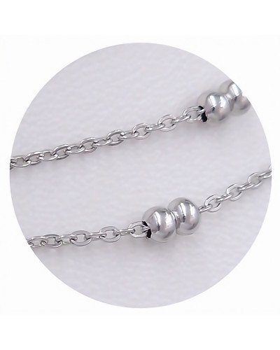 Ланцюжок Stainless Steel. Сталь. Родій. Довжина: 45 см. Ширина: 1 мм. Ширина кульки: 3 мм