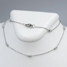 Ланцюжок Stainless Steel. Сталь. Родій. Довжина: 45 см. Ширина: 1 мм. Ширина кульки: 3 мм