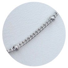 Ланцюжок Stainless Steel. Сталь. Родій. Довжина: 45 см. Ширина: 1 мм. Ширина кульки: 2 мм