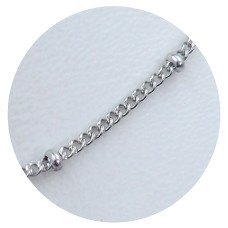 Ланцюжок Stainless Steel. Сталь. Родій. Довжина: 45 см. Ширина: 1 мм. Ширина кульки: 2 мм