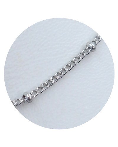Ланцюжок Stainless Steel. Сталь. Родій. Довжина: 45 см. Ширина: 1 мм. Ширина кульки: 2 мм