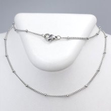 Ланцюжок Stainless Steel. Сталь. Родій. Довжина: 45 см. Ширина: 1 мм. Ширина кульки: 2 мм