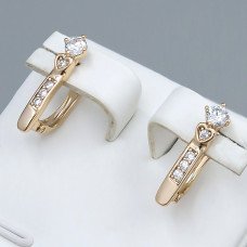 Сережки ХР. Позолота 18К. Камені: білий циркон. Довжина: 18 мм. Ширина: 4 мм.