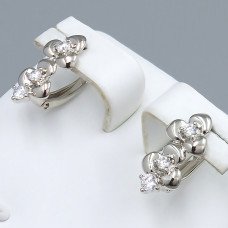 Сережки ХР. Родій. Камені: білий циркон. Довжина: 18 мм. Ширина: 7 мм.
