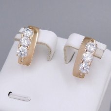 Сережки ХР. Позолота 18К. Камені: білий циркон. Довжина: 18 мм. Ширина: 7 мм.