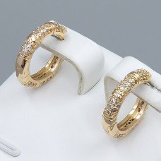 Сережки ХР. Позолота 18К. Камені: білий циркон. Діаметр: 16 мм. Ширина: 3 мм