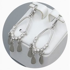 Сережки ХР. Родій. Камені: білий циркон. Довжина: 55 мм. Ширина: 15 мм.