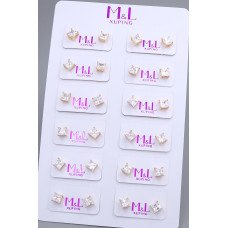 Сережки-гвоздики XР M&L. Позолота 18К. Камені: білий циркон. Діаметр: 5 мм. 12 пар.