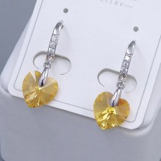 Сережки ХР. Родій. Камені: Swarovski та циркон. Довжина: 25 мм. Ширина: 10 мм.