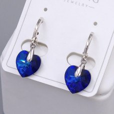 Сережки ХР. Родій. Камені: Swarovski з синім відтінком. Довжина: 25 мм. Ширина: 10 мм.