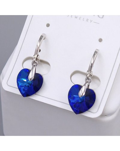 Сережки ХР. Родій. Камені: Swarovski з синім відтінком. Довжина: 25 мм. Ширина: 10 мм.