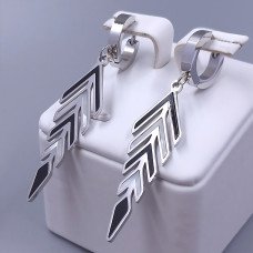 Сережки Stainless Steel з емаллю. Сталь. Родій. Довжина: 54 мм. Ширина: 12 мм.