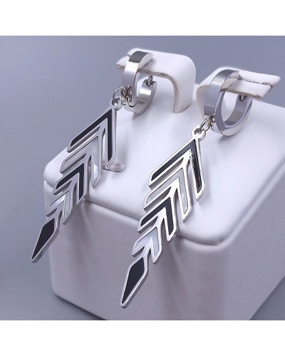 Сережки Stainless Steel з емаллю. Сталь. Родій. Довжина: 54 мм. Ширина: 12 мм.