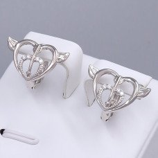 Сережки ХР. Родій. Камені: білий циркон. Діаметр: 13 мм. Ширина: 18 мм.