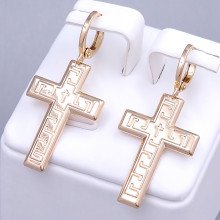 Сережки-хрестики ХР. Позолота 18К. Довжина: 39 мм. Ширина: 18 мм.
