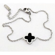 Двосторонній браслет Stainless Steel з білою та чорною емаллю. Родій. Сталь. Довжина: 16.5-20 мм. Ширина: 13 мм