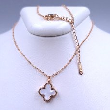 Ланцюжок із двостороннім кулоном Stainless Steel з білою емаллю. Сталь. Позолота ЧВ Довжина ланцюжка: 39.5-44.5 см
