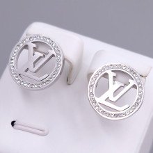 Сережки-гвоздики Stainless Steel. Сталь. Родій. Камені: білий циркон. Діаметр: 16 мм