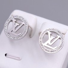 Сережки-гвоздики Stainless Steel. Сталь. Родій. Камені: білий циркон. Діаметр: 16 мм